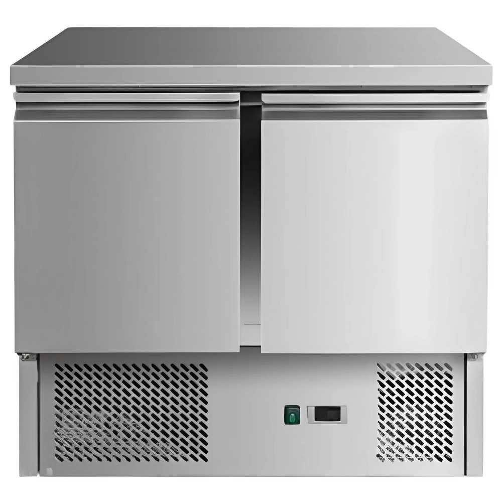 MBH - Mesa refrigerada de acero inoxidable 2 puertas 176 litros fondo 700mm. Mesa fría bajo mostrador para bar, restaurante y hostelería.