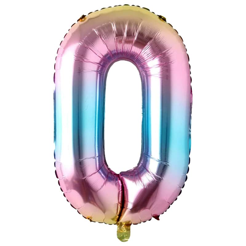 Image of Multicolor 32 Inches 0 Numbers Shape Large Big Foil Helium Balloons For Party Decorations In Happy Birthday Anniversary Office Items Materials Set Pack, Pack Of 1