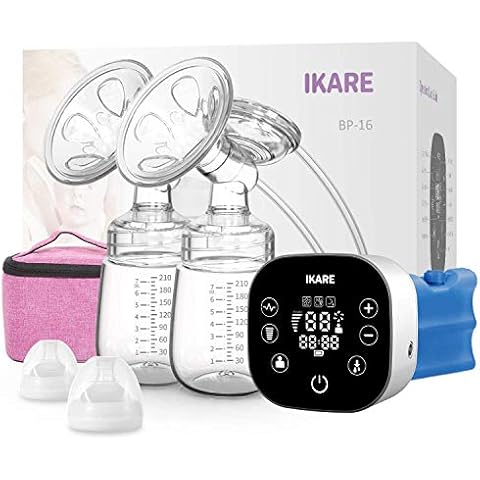 IKARE Double Breast Pumps Hospital Grade, Electric Portable with Most Comfortable 120 Levels Free-Style, Rechargeable Milk Pump for Travel & Home, Super Quiet Cover