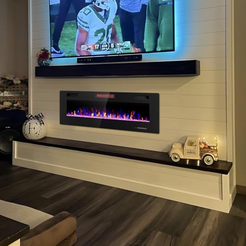 Image of Electactic 60-Inch Electric Fireplace, 12 Flame Colors, Remote Control