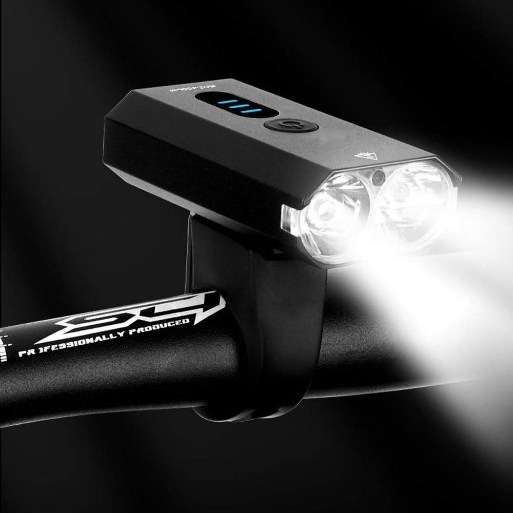 Faro Anteriore per Bicicletta Ricaricabile Tramite USB, Impermeabile, per Mountain Bike, 400 Lumen, 4 modalità, per la Sicurezza in Bicicletta.