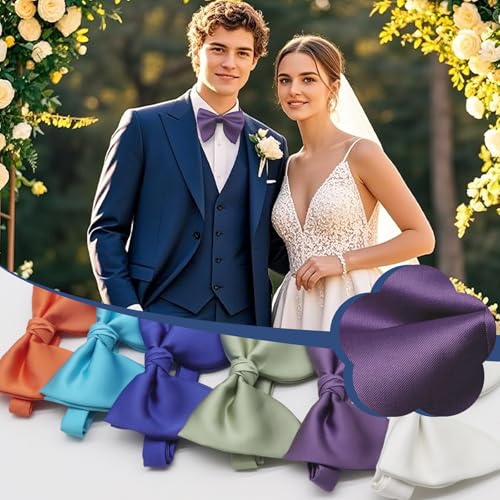 Image of Luckyvestir Oversized Bow Ties for Men, Pre Tied Clip on Men's Black Bowtie for Wedding Tuxedo Banquets Formal Wear
