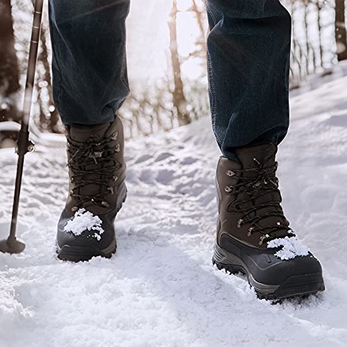 NORTIV 8 Men's Insulated Waterproof Construction Hiking Winter Snow Boots,Size 14,Dark/Brown/Black/1,TUNDRA