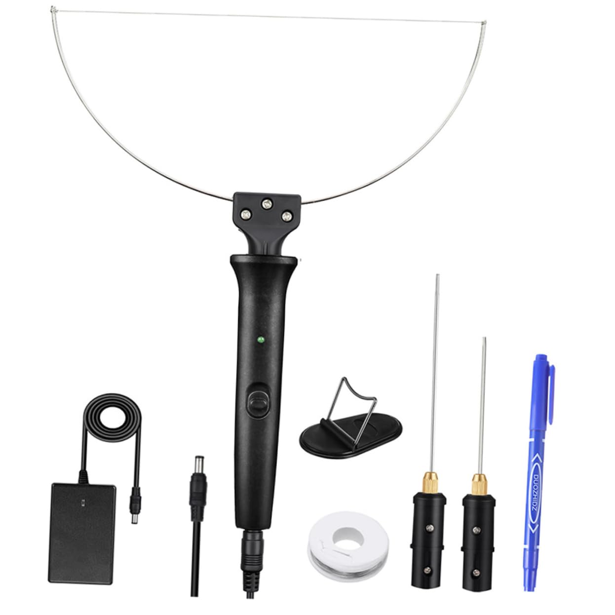 SHINEOFI Set 8 Pezzi Taglierina Elettrica per Polistirolo Filo Riscaldato, 18w, Acciaio Inossidabile e ABS, Testa Riscaldante Intercambiabile, Taglio Liscio per Modellismo e Scolpire