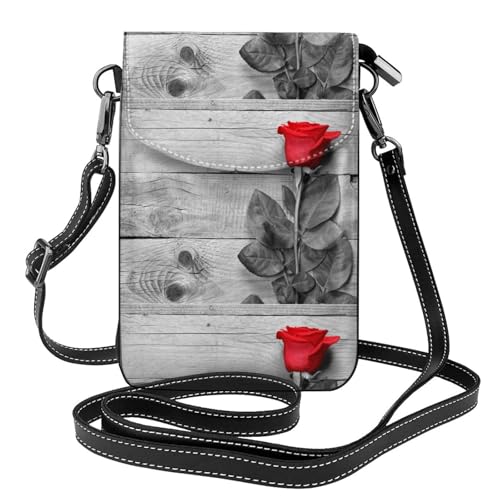 Pochettes pour téléphone portable en cuir PU texturé, portefeuille rose rouge et sac bandoulière