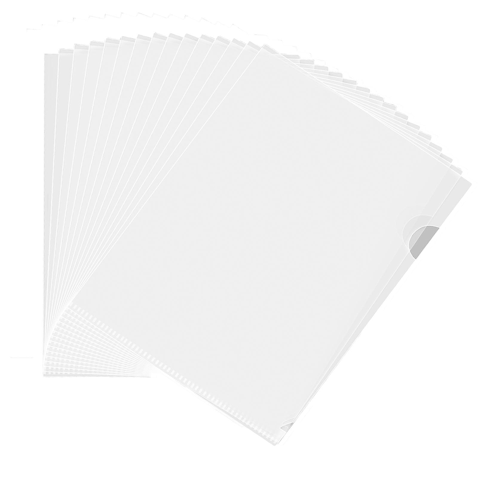 30Packs Clear A4 Plastic Folders – 180 Micron PP with Flush Cut Open Top & Side, Ideal for Office, School, Work Reports, Presentations & Project Documents (Clear)