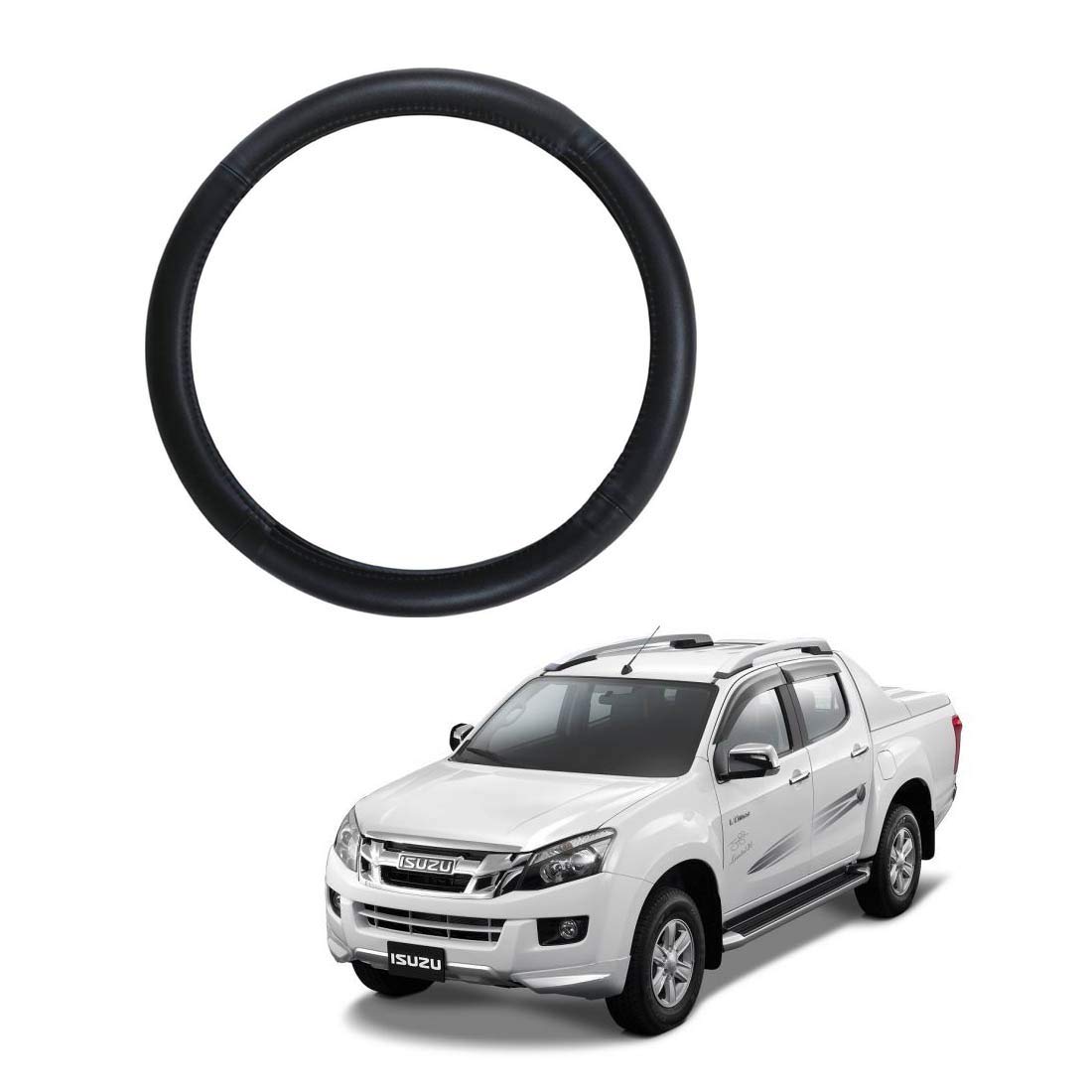 Black Steering Leather Luxury Super Fiber Non-Slip Steering Wheel Cover for Isuzu D-Max V-Cross-image-37