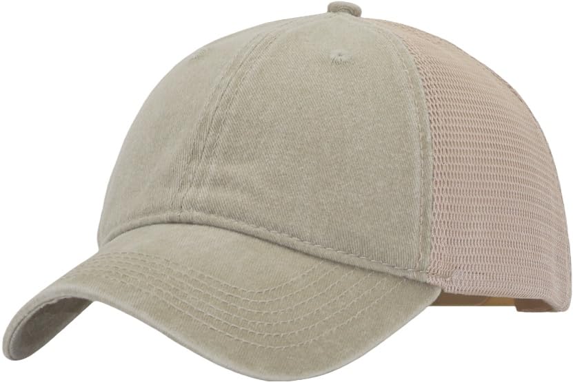Image of Vintage Washed Snapback Baseball Hat for Men Women, Unstructured Cotton Crown /Soft Mesh /Flexible Visor /Foldbale for Pocket