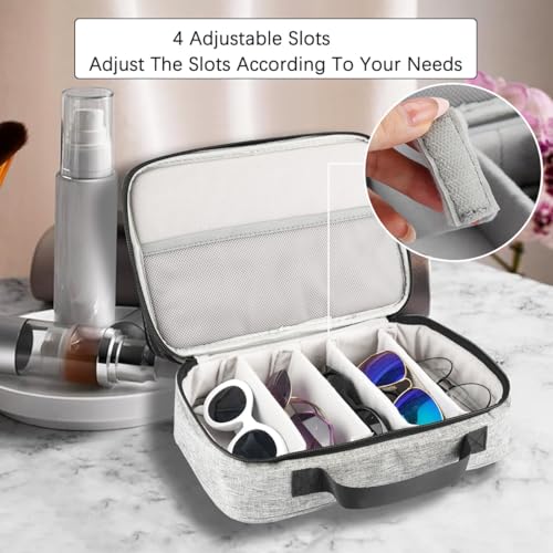 Image of Adjustable Slot Glasses Holder for Men Women,Travel Organizer Bag for Watch Jewelry Portable Sunglasses Organizer Cases Eyeglasses Storage Bag for Multiple Pairs with Cleaning Cloth