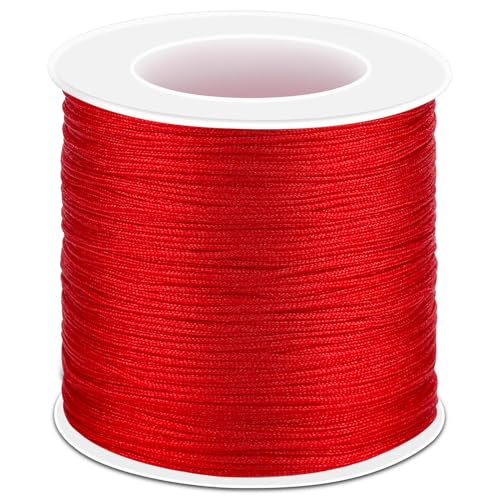 Anezus Red Nylon String for Bracelets 0.8mm Nylon Thread Chinese Knotting Cord Wind Chime Outdoor Twine String for Beading Necklaces DIY Craft Jewelry Making