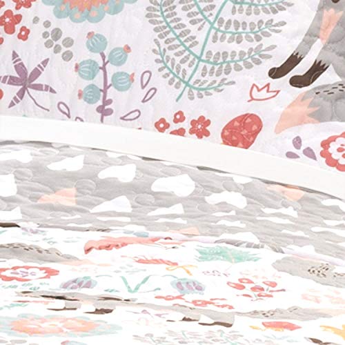 Lush Decor Pixie Fox Reversible 4 Piece Bedding Gray/Pink-Full/Queen Quilt Set, Gray & Pink #TOP4
