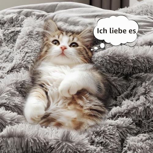 Sacebeleu Kissenbezug 40x80cm 2er Set Plüsch Biber Flanell Flauschig Zierkissenbezug Kissenhülle Doppelpack Grau Hellgrau Winter… – Ansicht 5