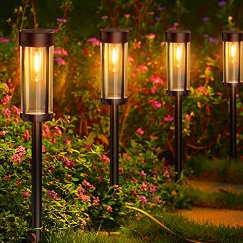 KOOPER Solarlampen für Außen Garten, 6 Stück Verbesserte Solarleuchten Garten mit Warmweiß Wolfram Licht, IP65 Wasserdicht Solar Gartenleuchten Cover