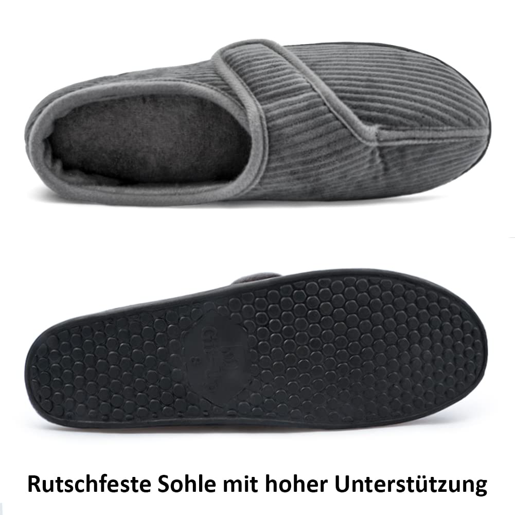 Git-up Pantofole da casa per Uomo Confortevole e Antiscivolo Calde Ciabatte con Soletta Memory Foam Pantofole Regolabili diabetiche per Edema Piedi