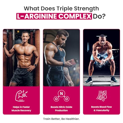 Image of NATURYZ Triple Strength 3600mg L-Arginine Complex | Bioactive form Arginine AKG & HCL for better absorption | Improves Pump & Performance | Ideal Pre-workout Supplement for Men & Women - 50 tablets