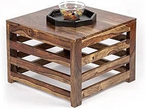 Sheesham Wood Coffee Table for Living Room Bedroom Hall Solid Wooden Teapoy Tea Tables Decorative Furniture for Home Office (Teak Finish) | 1 Year Warranty