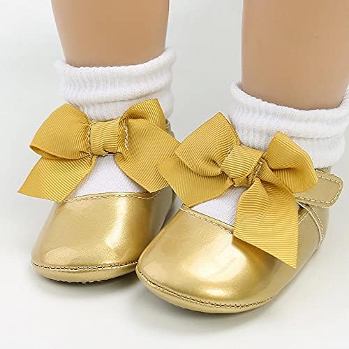 Aellons Infant Baby Girls Cute Mary Jane Flats Princess Bowknot Wedding Dress Shoes Pre-Walking Gold Review | Image 5