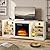 LEMBERI 58 Inches Fireplace TV Stand for TVs up to 65 Inches Console with 18'' Electric Fireplace & Remote, Wooden Modern Entertainment Center for Living Room with LED Light Glass Shelves (White)
