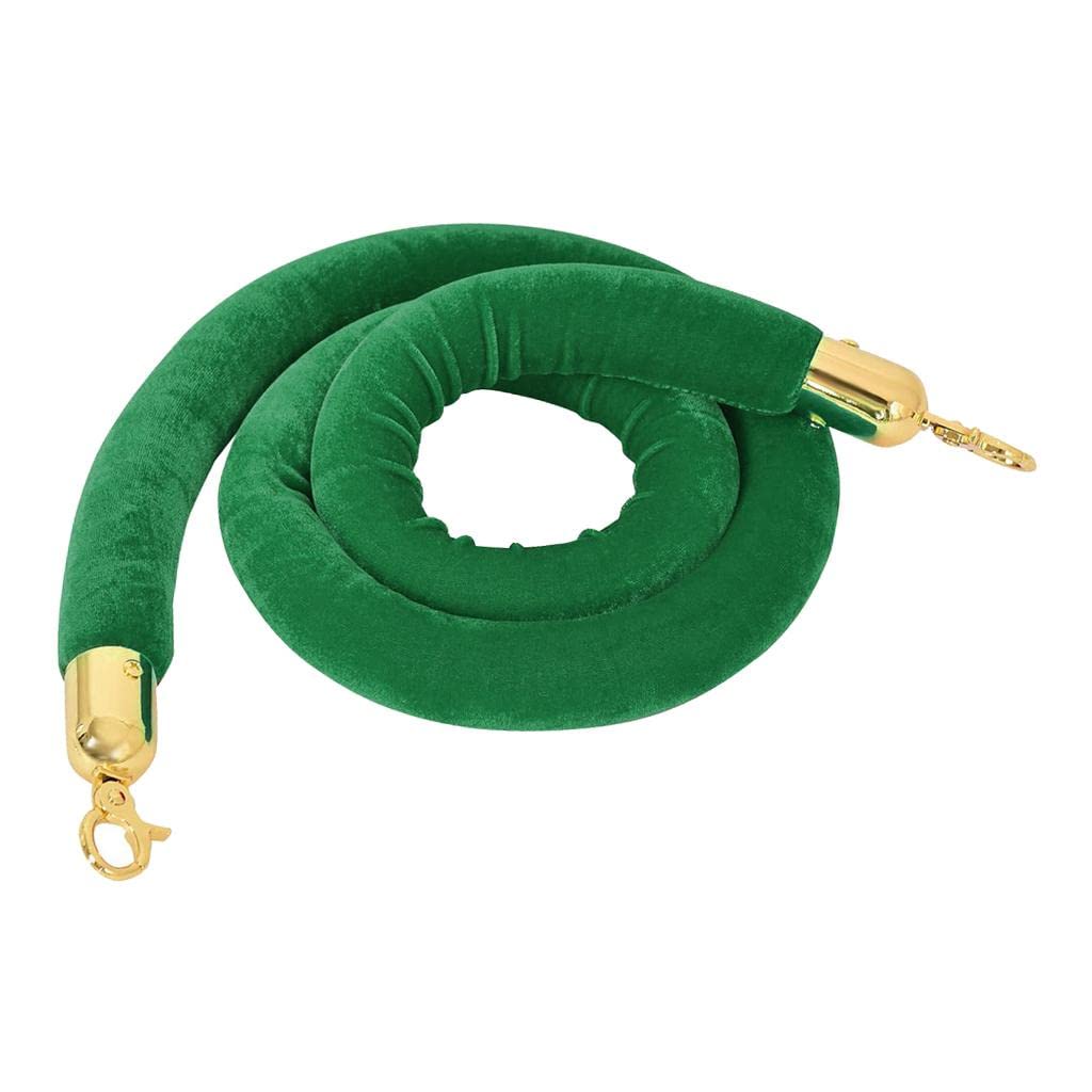 MERIGLARE Corde de Poteau élégante En Velours avec Crochets Polis - Corde de Queue de Qualité Supérieure (1 Pièce, Crochets Argentés), Vert, 59,0 pouces