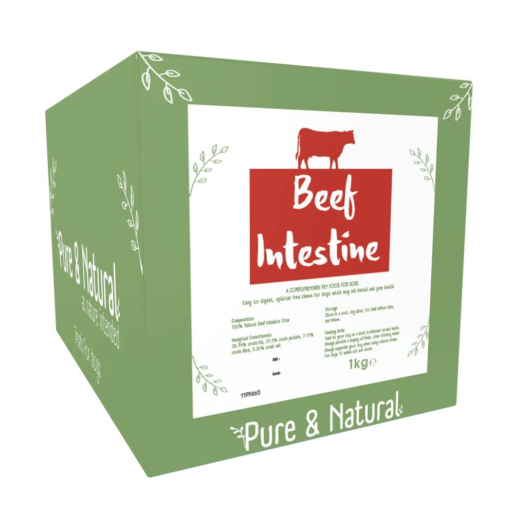 Pure & Natural Beef Intestine for Dogs 15cm - High Protein, Hypoallergenic Dog Treats & 100% Natural Dog Chews for Puppies 12 Weeks and Up - 1kg