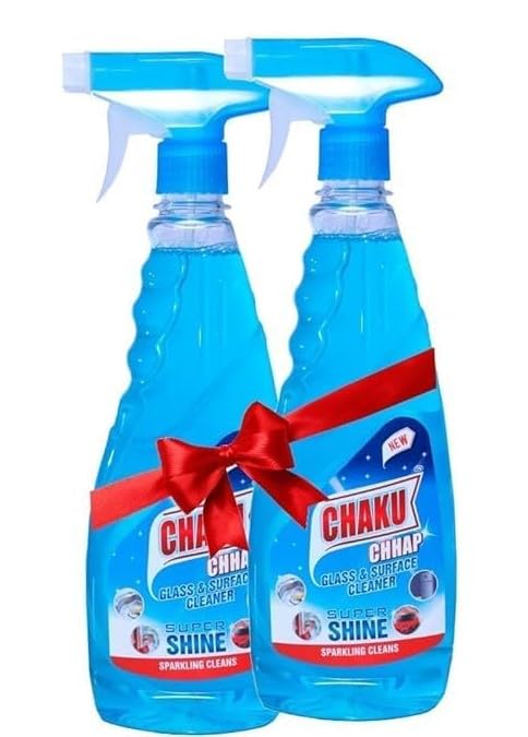 Image of Glass and Surface Cleaner Liquid Spray - Shine Booster for Glasses Mirrors and Multi-Surfaces | Removes Dirt Dust & Grime | Ideal for Car Kitchen Home Surfaces (500 ml Pack of 2)