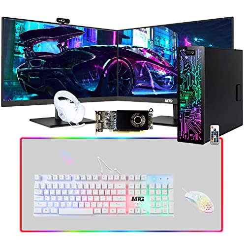 Gaming Desktop PC, Intel Core i7 6th Gen, TechMagnet Zeus, AMD RX 550 Graphics, 32GB RAM, 512GB SSD, MTG New 27 Inch Dual Monitor, Gaming Kit Webcam, Win 10 Pro (Renewed)