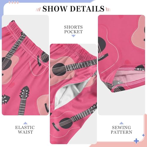 Pink Guitar Boys Pants Boys Athletic Pants Long Pant for Boywith Pockets Wide-Leg Size 6-14Y4