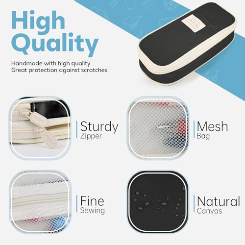 Image of PUPTILY Pencil Case, Large Capacity Aesthetic Pencil Cases with Durable Zipper, Big Stationery Pencil Pouch for Women & Men, Adults Portable Storage Organizer Bag for College, office, Travel (Black)