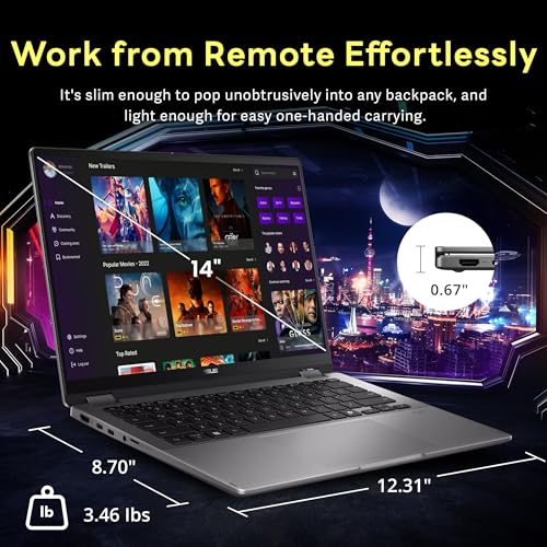 Image of ASUS Vivobook Flip 2-in-1 14 inch WUXGA Touchscreen Laptop, Intel Core Ultra 7 256V, 16GB LPDDR5, 2TB Storage (1TB SSD+1TB Docking Station), Intel Arc Graphics, Backlit Keyboard, Wi-Fi 7, Windows 11, Gray