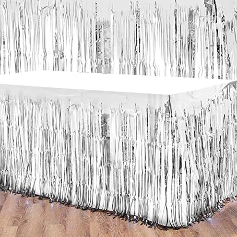 Willbond Metallic Foil Fringe Table Skirt Cover