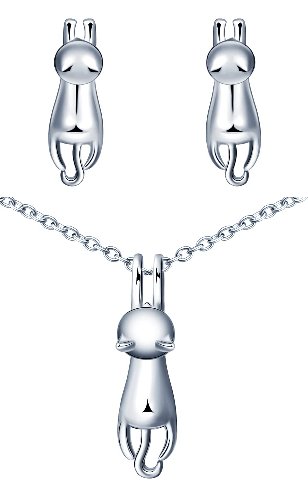 CPSLOVE Collier Et Boucles D'oreilles De Chaton Or Rose Pour