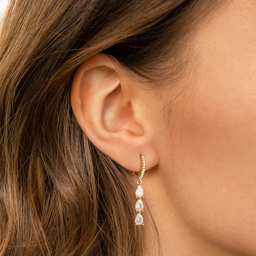 Dangle Earrings for Women Trendy, Dainty Gold/Silver Drop Earrings for Women Dangle Hypoallergenic CZ/Pearl Dangling Earrings Nickel Free2
