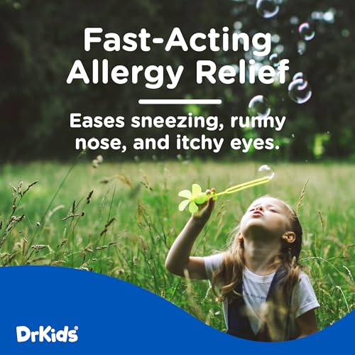 Image of Dr. Kids Children's Allergy Relief Medicine with Diphenhydramine HCl 12.5 mg - Pre-Measured Single-Use Vials, Kids Antihistamine for Sneezing, Runny Nose & Itchy Eyes, Mixed Berry Flavor, 24 Count