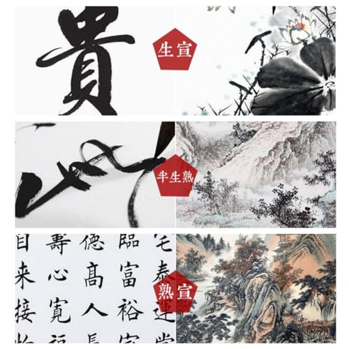 KYMY Papel de caligrafia chinês/japonês, 100 peças, papel sumi/papel de arroz para prática de desenh