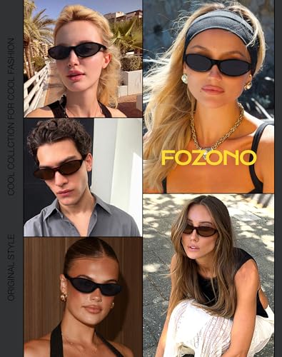 Narrow Retro Oval Sunglasses for Women Trendy Small Cateye Vintage Sun Glasses UV Protection FZN8303