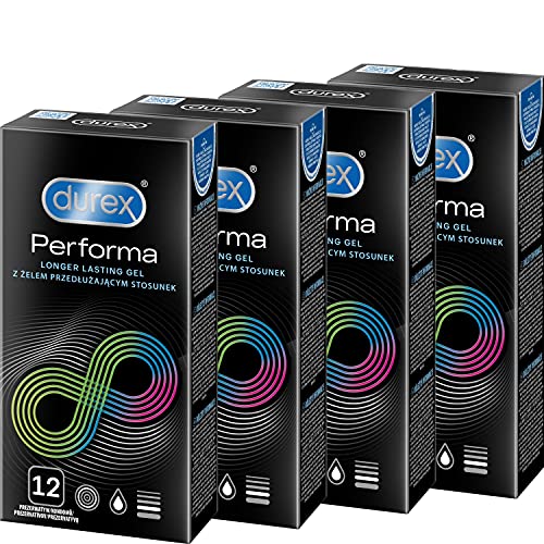 Durex Performa Kondome Aktverlängernde Kondome mit 5% benzocainhaltigem Gel für länger andauerndes Sexvergnügen 48er Pack (4 x 12 Stück)