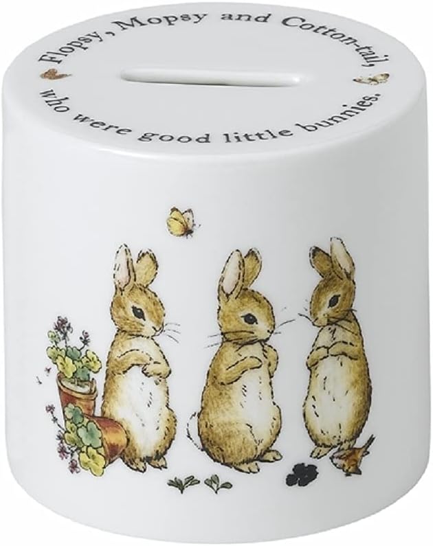 Wedgwood Flopsy Mopsy & Cottontal Money Box, Multi,Pink