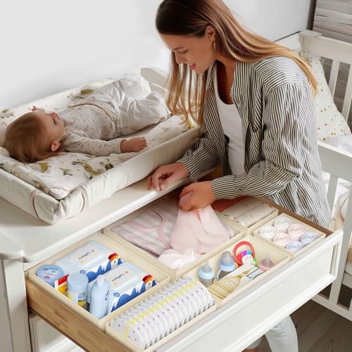 DIMJ Drawer Organizer Clothes - 20 Pack Closet Drawer Organizer Bins for Baby Clothes Storage, Fabric Dresser Organizer for Nursery Bedroom, Foldable Small Drawer Dividers for Underwear Socks - Image 4