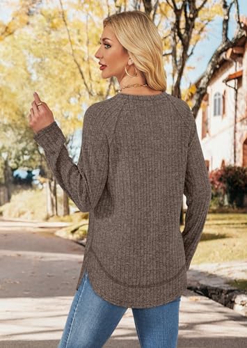 WIHOLL Long Sleeve Shirts for Women Fall Sweaters 2025 Lightweight Casual Tunic Tops Loose Fit Winter Clothing S-2XL