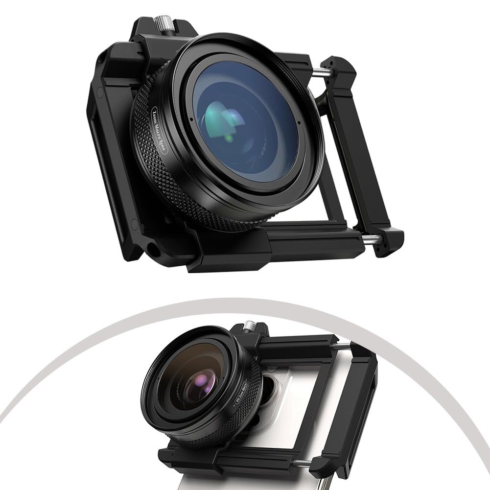 Kit obiettivo macro zoom 10-20X con alloggiamento in lega di alluminio e apertura F1.05 per foto ravvicinate con smartphone, nero