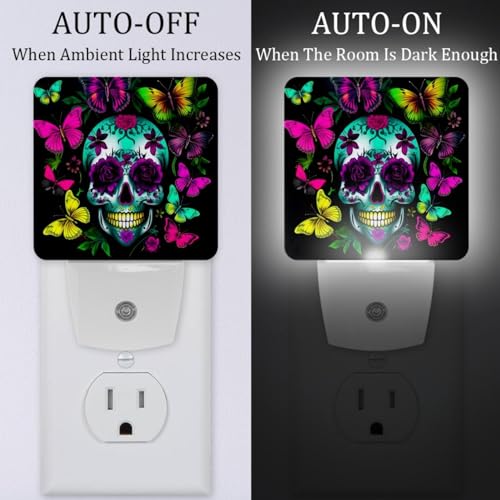 Luz nocturna LED calavera mariposas para niños 7.6x7.6 cm miniatura 2
