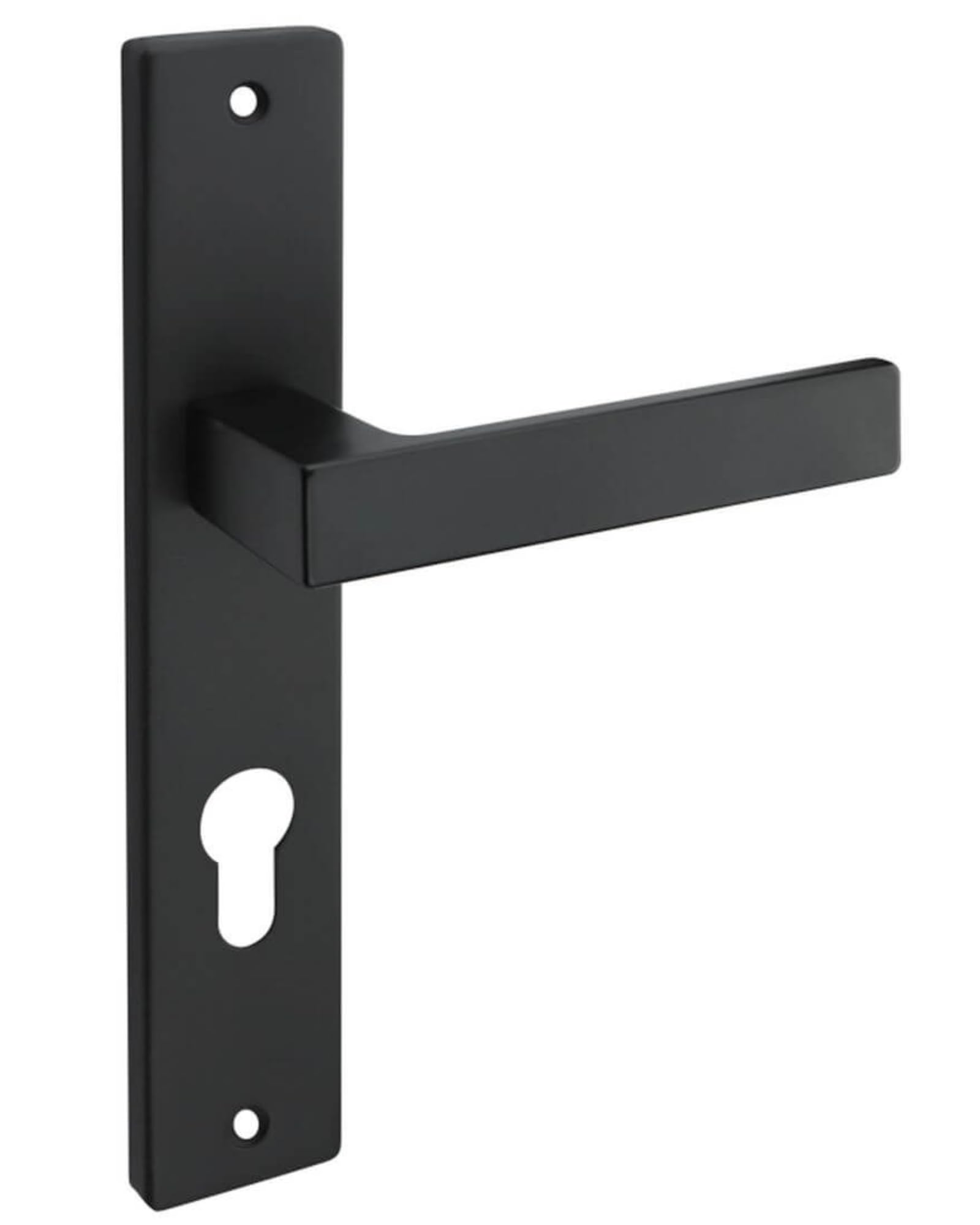 Gedotec Lever Handle Set Black matt [PZ - Cylinder] 1x Door Fittings Long Plate I Door Handles Interior Doors Din Standard 72 mm I Door Handle for Door Thickness 35-47 mm