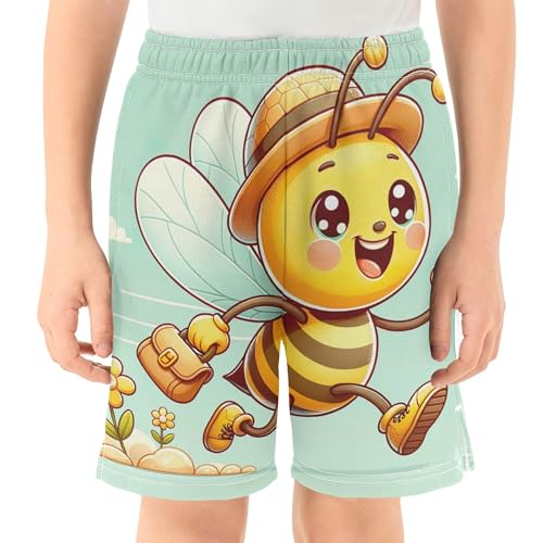 Cute Bee Floral Boys Toddlers Shorts Summer School Lounge Shorts Custom Pajama Shorts 7-82