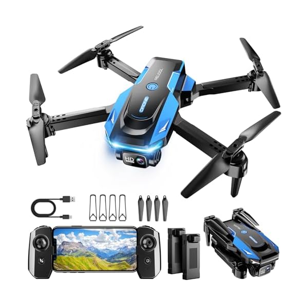 Drone with 1080P Camera – Foldable Remote Control Quadcopter with Voice Gesture Control, 3D Flip, One Key Start, Emergency Stop, 2 Batteries, Easier to use, Toy for Kids Adults Beginners