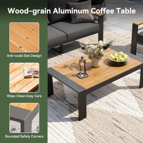 Image of Aoxun Aluminum Patio Furniture Set with Swivel and Rocking Chairs