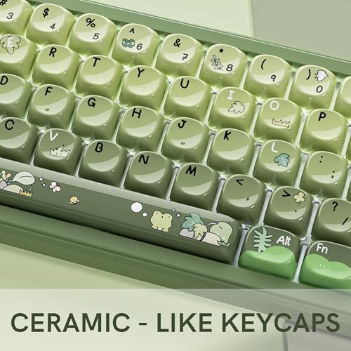 Image of dagaladoo PBT Keyboard keycaps Ceramic Style,Matcha Green moa keycaps