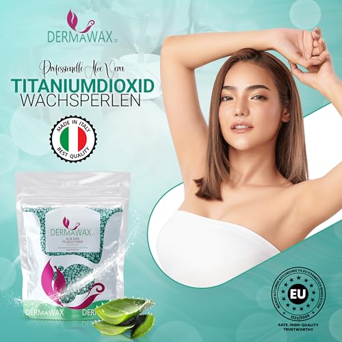 Dermawax 1 kg Wachsperlen Aloe Vera Heißwachs – Haarentfernung ohne Streifen für sensible Haut, Gesicht, Beine, Achseln & Bikinizone – Stripless Filmwachs, Made in Italy