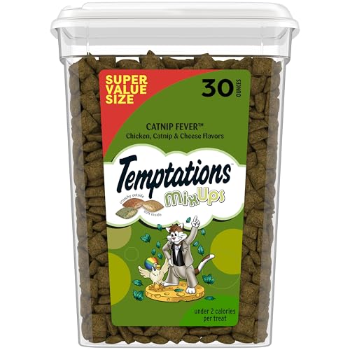 Temptations Cat Treats, Classic Crunchy and Soft Cat Treats, Catnip Fever Flavor, Catnip Treats, 30 oz. Tub