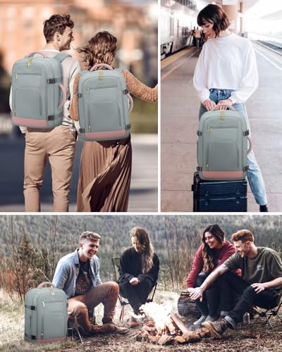 Image of LOVEVOOK 50L Travel Backpack for Women Flight Approved, Carry on Backpack for Airplanes, TSA Personal Item Travel Bag, Waterproof 18 Inch Laptop Backpack, Business Weekender Overnight Daypack, 4Pcs