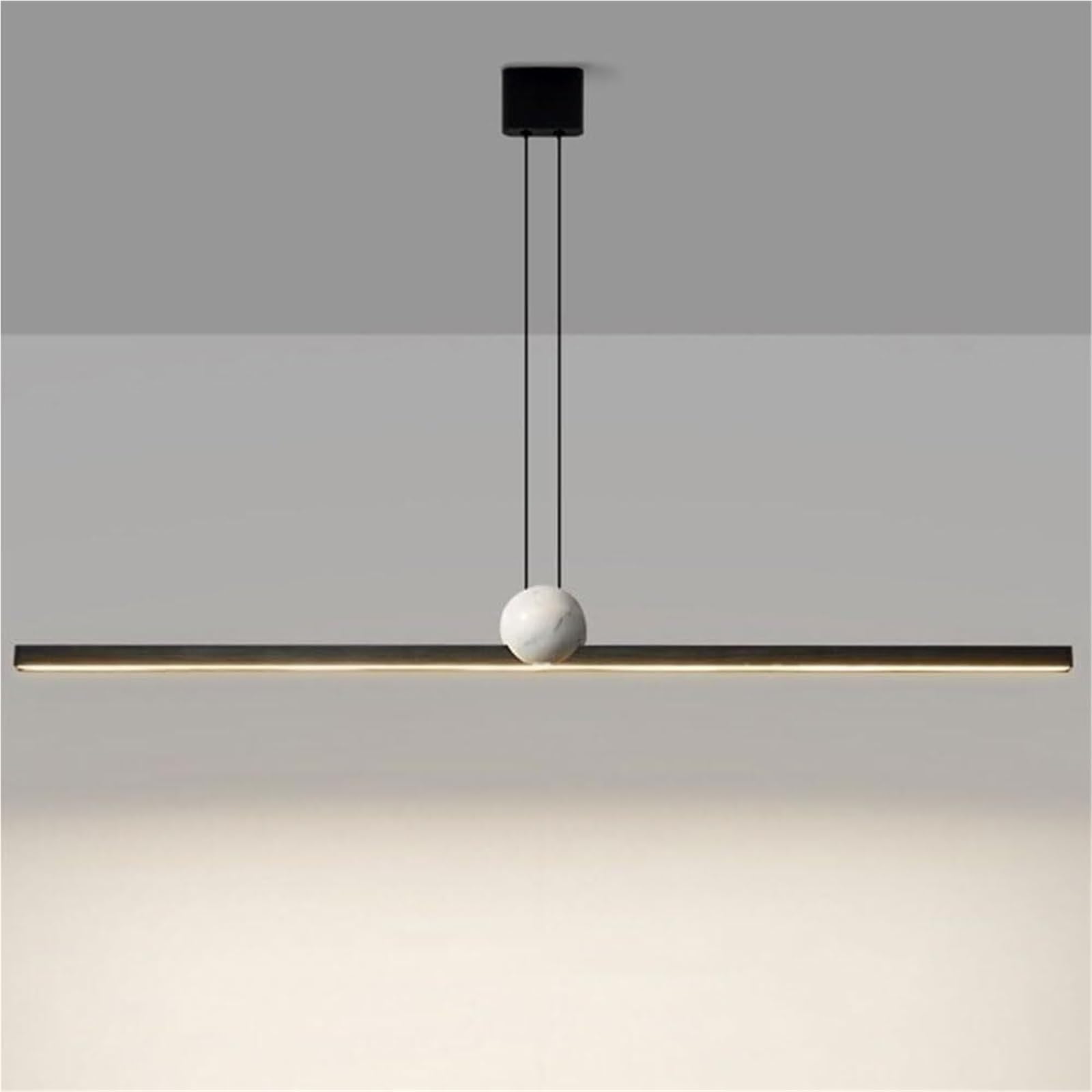 Granestner . Nordic Pendant Light, Dimmable Linear Chandelier, 72W/96W/120W Adjustable Height Hanging Light Fixture for Kitchen Island, Dining Room, Living Room, Office, Matte Finish(Black,120cm)